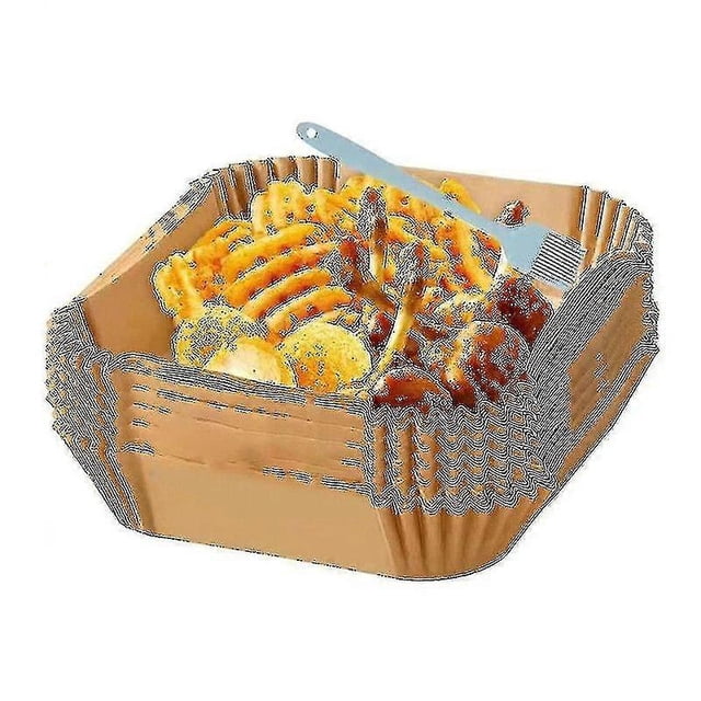 Paquete de 100 hojas de papel de horno cuadradas para freidora de aire de 20 cm - Papel desechable antiadherente e impermeable para freidora de aire