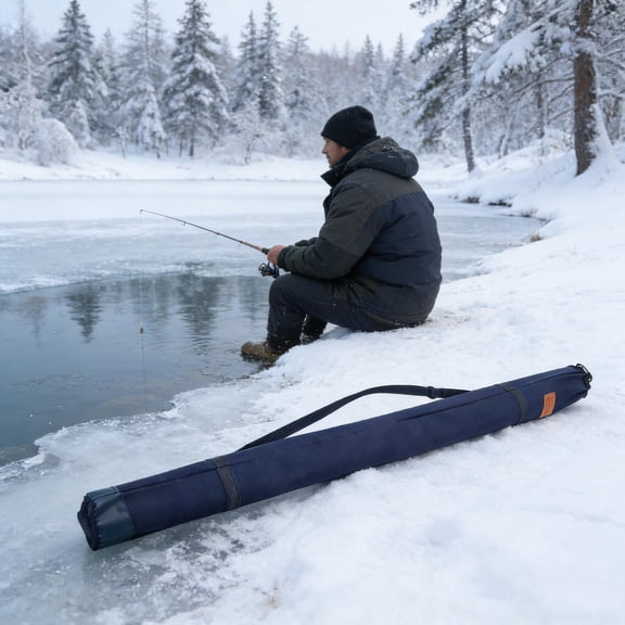 SKISUNO Portable Fishing Rod Holder Bag Canvas Material Weatherproof Design for Outdoor Use