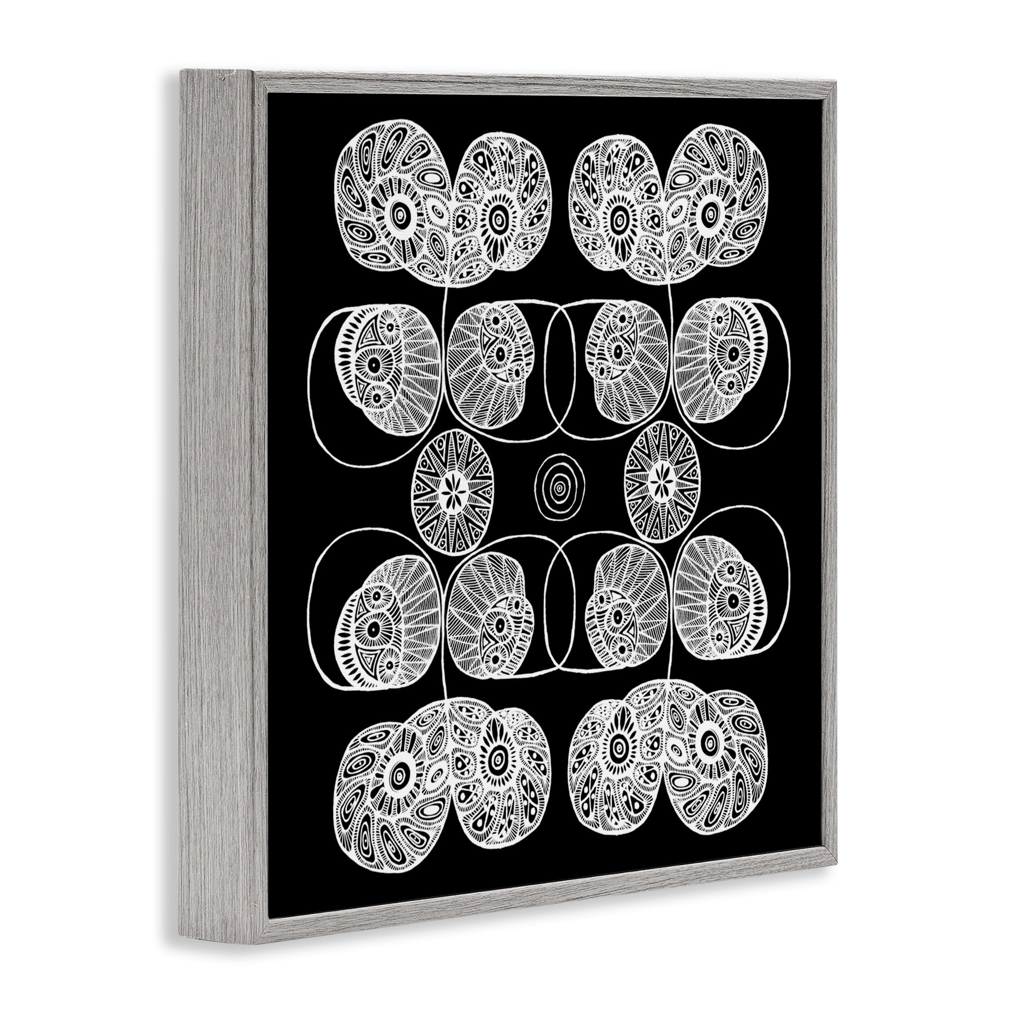 Stupell Industries Detailed Rounded Elementals Gray Framed Giclee Art, design by El Perkin