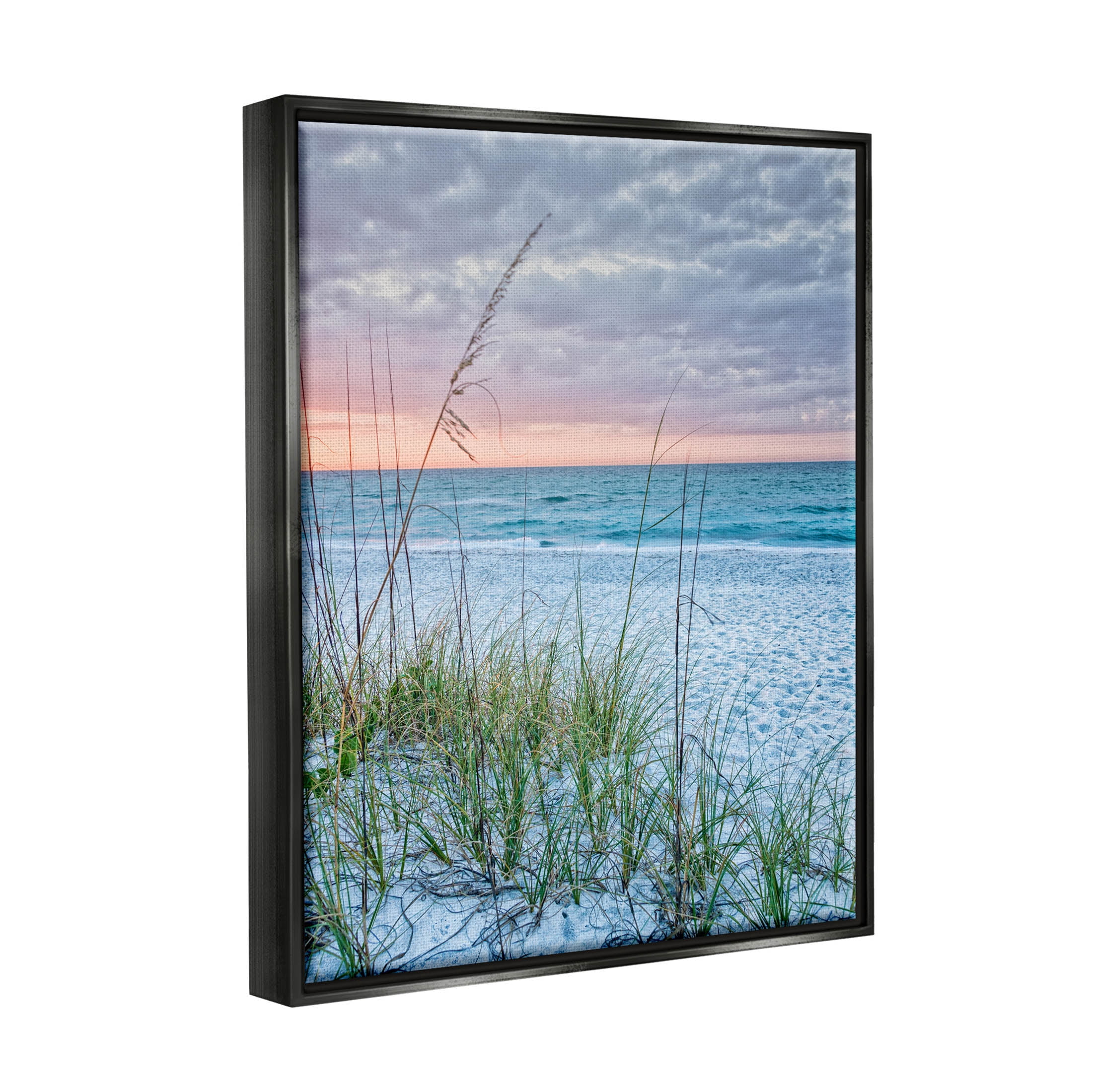 Stupell Industries Coastal Sea Grass Sprigs Beach Shore Photograph Jet Black Floating Framed Canvas Print Wall Art, Design by Mary Lou Photography