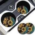 thumbnail image 3 of Suhoaziia Sunflower Leopard Pattern Car Coasters for Cup Holders Bottle Pads Rubber Backing Anti Slip Auto Absorbent Cup Holder,Van SUV Truck Interior Auto Decorative Cars Accessories, 3 of 7