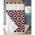 thumbnail image 2 of No Hook Shower Curtain with Snap in Liner, Boho Moroccan Red Black and White Geometric Hotel Shower Curtains for Bathroom, Washable Shower Curtain Liner Set with Mesh Top Window, 36"x72", 2 of 6