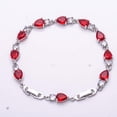 thumbnail image 3 of Red Garnet & Cubic Zirconia 925 Sterling Silver Tennis Bracelet 7.99" B973274236, New Year Sale, Valentin's Day Gift, 3 of 4