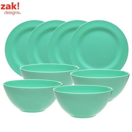Zak Designs Ella Melamine Plate & Bowls Green, 2-piece
