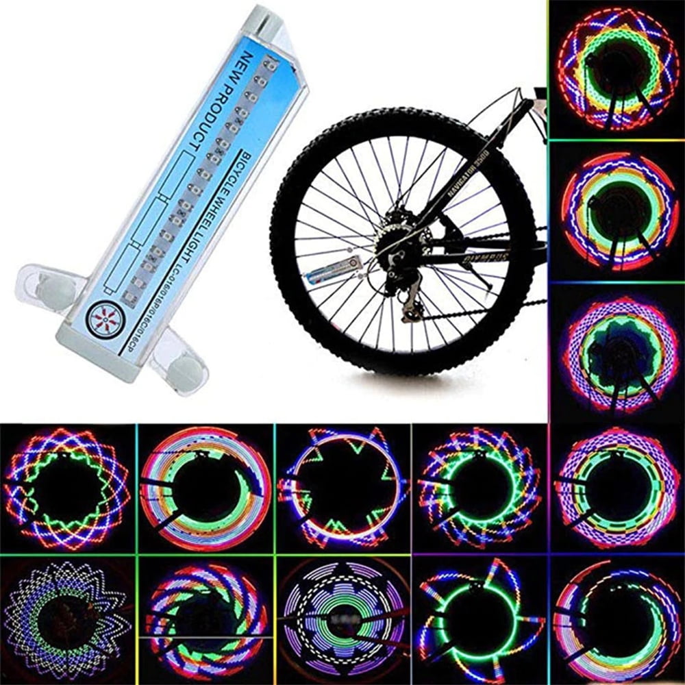 Tbest LED Bike Spoke Tire Light 2 Pcs Bicycle Wheel Light Nighttime Safety Warning Lamp Battery Powered Included Suitable for Outdoor Cycling 3 Colors colorful 