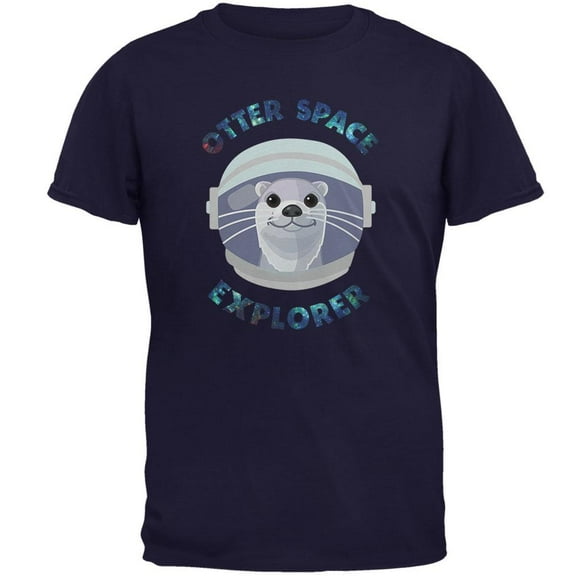 Otter Outer Space Explorer Cute Mens T Shirt Navy 3X-LG