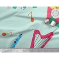 thumbnail image 3 of Soimoi Green Modal Satin Fabric Guitar & Xylophone Musical Instrument Printed Craft Fabric by the Yard 42 Inch Wide, 3 of 3