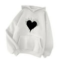 thumbnail image 4 of Up to 60% Off! pstuiky Women's Hoodie, Women Heart Printed Hoodie Long Sleeve Jumper Hoodie Sweatshirt Top Hoodie Drawstring with Pocket Leisure White S, 4 of 4