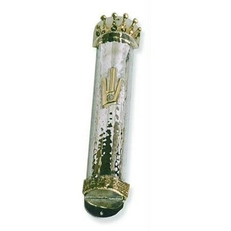 BJ-MZ-M186H-4 Sterling Silver Mezuzahs - Sterling Silver Mezuzah Convex Jerusalem Panorama Kosher Scroll