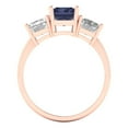 thumbnail image 4 of 4.0ct Emerald Cut Blue Sapphire 18k Pink Rose Gold Engraving Statement Bridal Wedding 3 stone Designer Ring Size 10.5, 4 of 5
