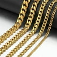 thumbnail image 5 of 16"-36" Stainless Steel Chain Mens Necklace Gold Plated Curb Cuban 3/5/7/9/11mm, 5 of 8