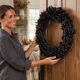 thumbnail image 5 of Halloween Wreath with Handmade Artificial Black Eucalyptus Leaf Wreath, 15.7 Inch Front Door Halloween Decorations for Indoor Outdoor Home Halloween Festival Decoration, 5 of 8
