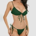 thumbnail image 2 of WREESH Womens Two Piece Swimsuit String Bikini Sets Solid Color Fashion Casual Broadband Sling Binding Bikinis Sets Beach Bathing Suit Green, 2 of 6