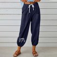 thumbnail image 2 of ameIAEA Womens Elastic Waisted Drawstring Pants Wide Leg Print Casual Trousers with Pockets, 2 of 3