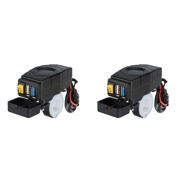 2X C1FB 20-80V Cargador USB para Manillar de Bicicleta EléCtrica 24V 36V 48V 60V QC3.0 Adaptador de Cargador RáPido (Luz Roja)