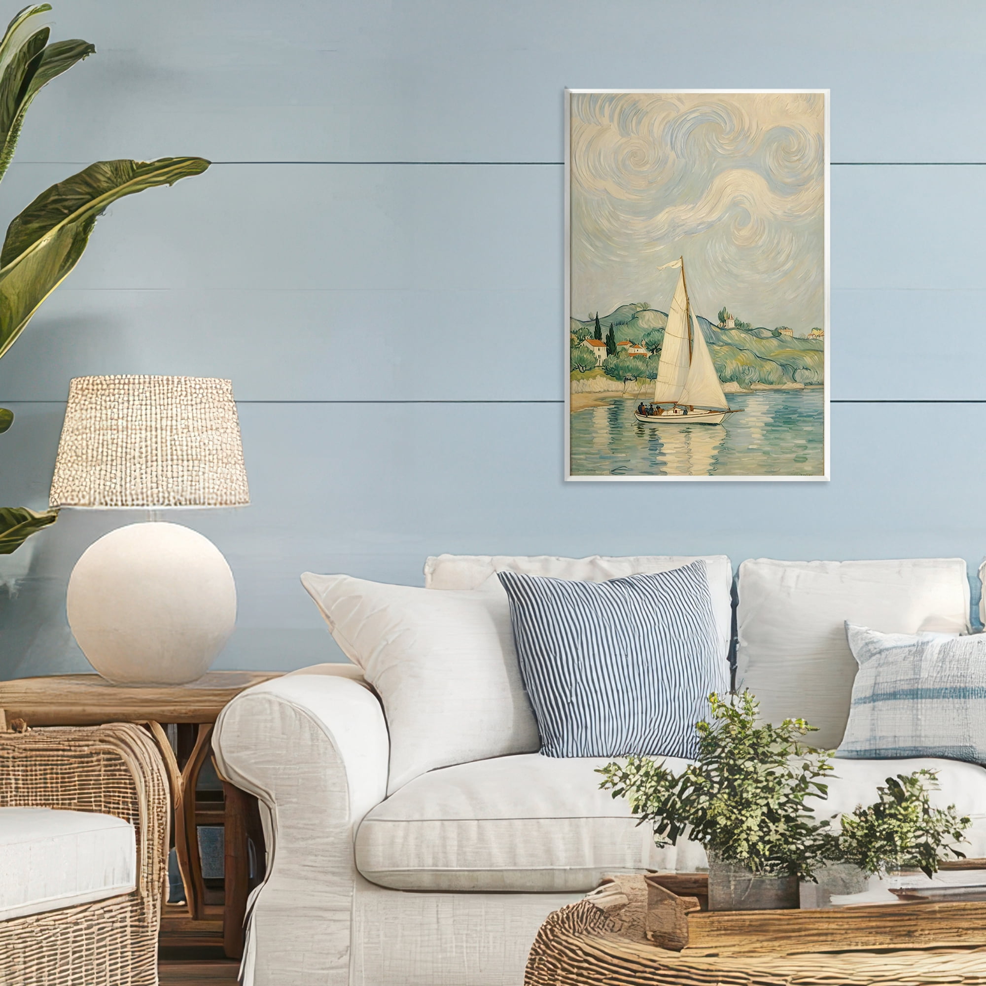 Stupell Industries Sailboat Beneath Swirling Clouds Wall Plaque Art, design by Angie Hawke