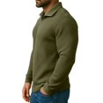 thumbnail image 3 of Fabrcox Polo Shirts for Men Big and Tall 1/4 Zip Collared Color Patchwork T Shirts Fall Long Sleeve Casual Lightweight Trendy Polo Shirts,Army Green 3XL, 3 of 4
