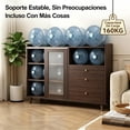 thumbnail image 3 of para Cocina, Armario de Cocina, Gabinete de Almacenamiento con 2 Puertas y 3 Cajones, Mueble Aparador para Sala de Estar, Comedor, 100 * 92 * 36cm (Marron Oscuro), 3 of 10