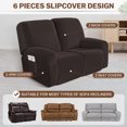 thumbnail image 2 of Lapalife 6-Pieces Recliner Sofa Covers Velvet Stretch Reclining Couch Covers for 3 Cushion Recliner Sofa Slipcovers, Brown, 2 of 9