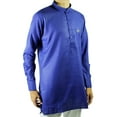 thumbnail image 1 of Hijaz Men's Blue Modern Casual Cotton Short Asian Kurta Shirt With Accent Cuffs - S, 1 of 4