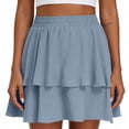 thumbnail image 2 of ICHUANYI Womens Fashion Mini Skirt Summer Casual Skorts High Waist Tiered Ruffle Mini Skirts, 2 of 6