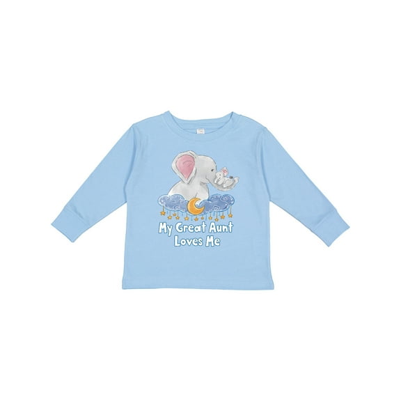 Inktastic My Great Aunt Loves Me Cute Elephants Clouds Moon and Stars Boys or Girls Long Sleeve Toddler T-Shirt