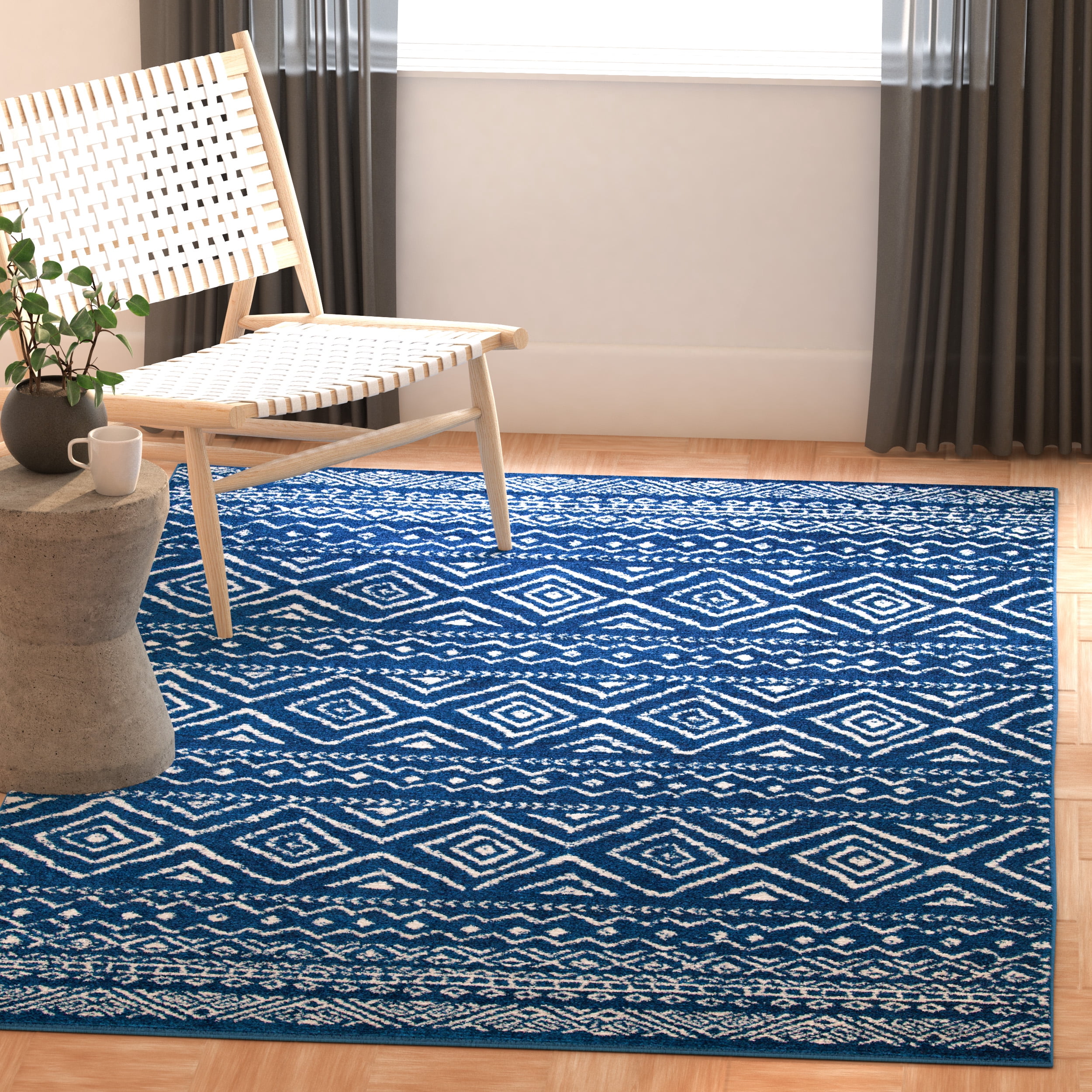 SAFAVIEH Tulum Merletta Oriental Area Rug, Navy/Ivory, 5'3" x 7'6"