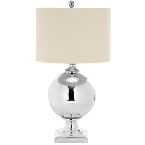 Safavieh Icott 29" Glam Illuminated Silver Table Lamps with Mercury Glass Off-White Shades
