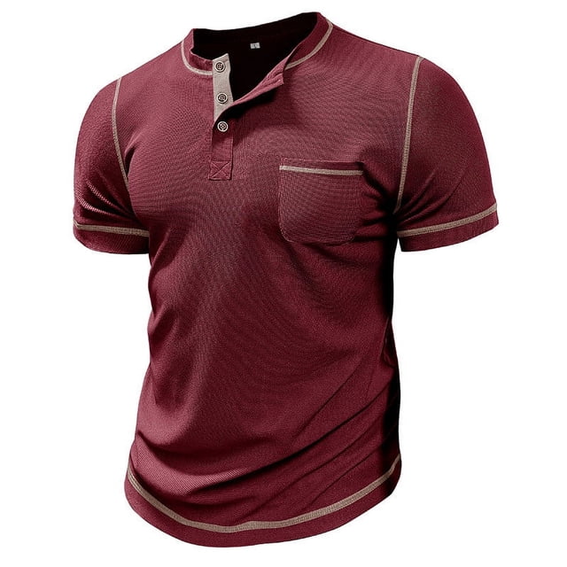 pstuiky camisetas de hombre, Camiseta de manga corta para hombre, estilo informal, lisa, con cuello vuelto, botones y blusa camisetas de hombre xl