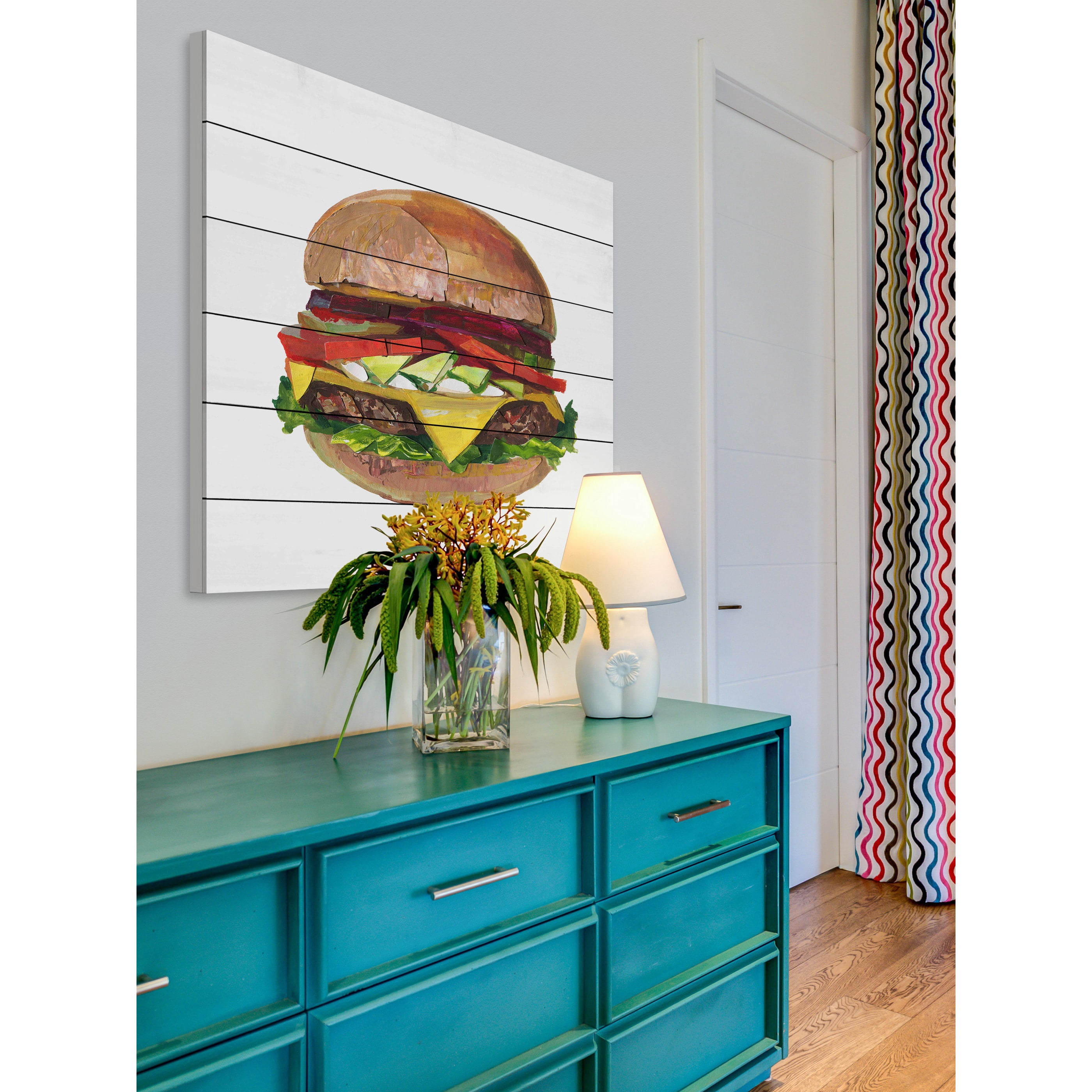 "Ultimate Burger" Painting Print on White Wood