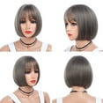 thumbnail image 6 of WXLCISI Short Black Bob Wig With Bangs -8.4 Inch Natural Fashion Bob Wigs for Women, Cute Colored Synthetic Wig for Daily Party (Grey), 6 of 7