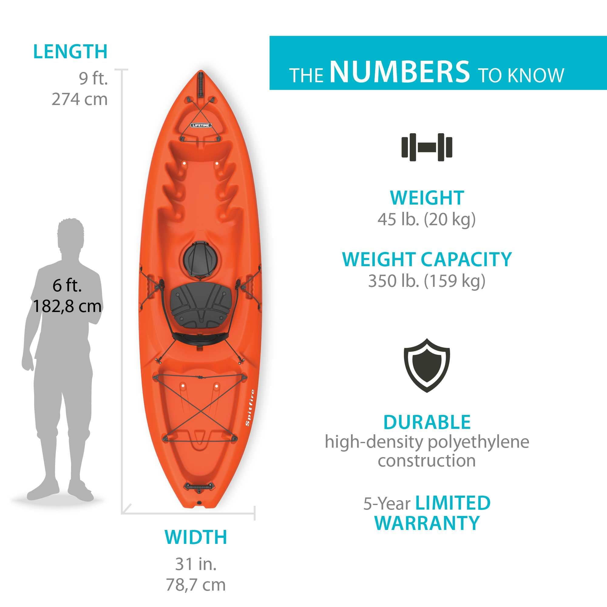 Lifetime Spitfire 9 ft Sit-On-Top Kayak, Orange (90247)