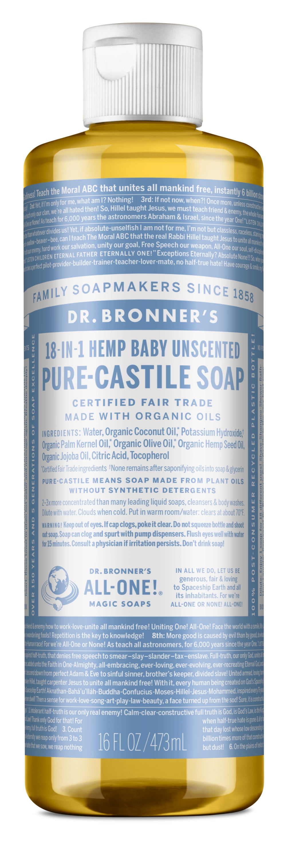 Dr. Bronner's Pure-Castile Liquid Soap – Baby – 16 oz