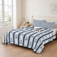 thumbnail image 2 of Twin Quilt Set 68''x86'', Navy Blue Anchor Nautical Lightweight Summer Bedspread Coverlet Set with 2 Pillow Shams, Coastal Ocean Summer Beach Breathable All Season Quilt Bedding for Dorm/Bedroom, 2 of 9