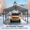 thumbnail image 3 of EASYHAWK 12x20 FT Heavy Duty Galvanized Steel Carport - Outdoor Metal Carport Vehicle Shelter for Cars, Trucks, SUVs, Boats & Tractors, 3 of 8