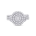 thumbnail image 2 of 14kt White Gold Princess Diamond Bridal Wedding Ring Band Set 3/4 Cttw, 2 of 4