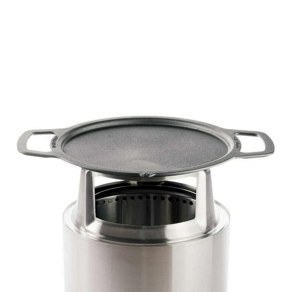 Solo Stove Ranger Griddle   Hub, Cast Iron Cookware with Stainless steel Hub for 6.5” Elevation, Addition to Ranger fire pit, Weight: 14.5lbs , Cooking surface diameter 14.25"