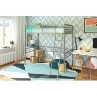 Metal Twin Loft Bed, Multiple Colors - Silver