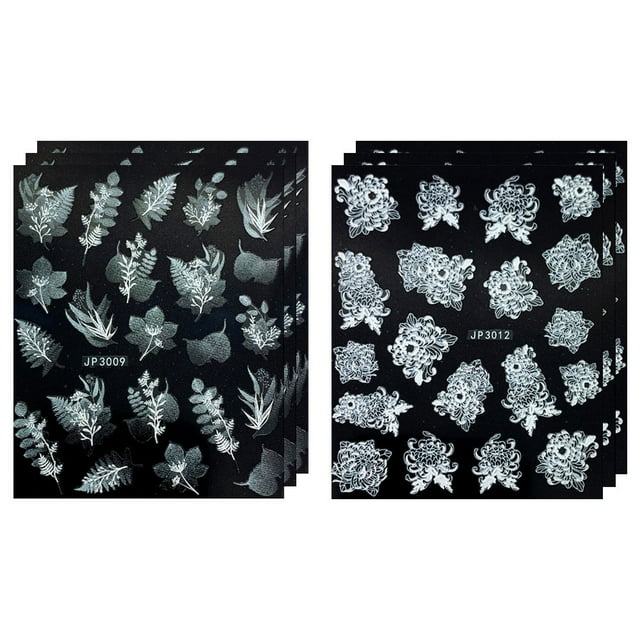 pegatinas para decoración de uñas, calcomanías con relieve degradado blanco, accesorios adhesivos para decoración de uñas DIY