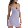 thumbnail image 3 of ZAXARRA Femmeslip Robe, Couleur Unie / Imprimé Floral Sans Manches Coupe Basse Robe Slim, Décontracté Simple Doux d'Une Seule Pièce Vêtements, 3 of 5