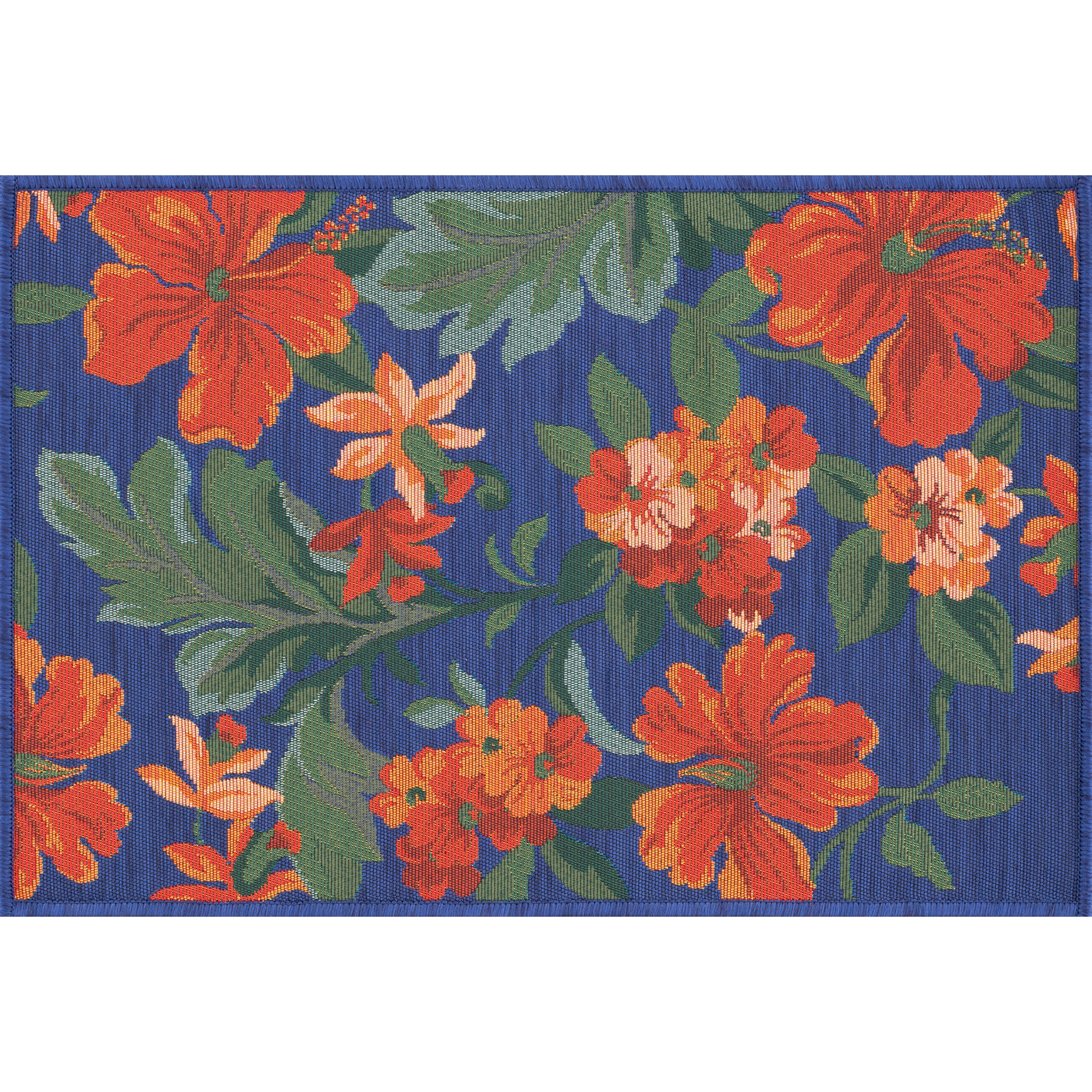 Stunning Transitional 2' x 3' Blue and Red Polypropylene Outdoor Area Rug