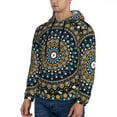 thumbnail image 3 of Pofeuu Dot Mandala Print Mens Casual Hooded Collar Drawstring Hoodies Pullover Sweatshirts Casual Long Sleeve Shirts-X-Large, 3 of 7