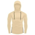 thumbnail image 4 of Mens Hoodies Pullover 2025 Fall Winter Long Sleeve Slim Fit Side Slit Plain Hoodie with Mask Hooded Sweatshirt, 4 of 5