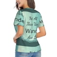 thumbnail image 3 of Xecao Not All Those Who Wander Are Lost1 for Women's V-Neck T-Shirts-Elegant Half-Sleeve Tops Perfect for Summer-Small, 3 of 5