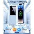 thumbnail image 6 of Portable Charger Power Bank, 20000mAh Fast Charging Portable Battery Pack with Built in USB-C(22.5W) and iOS(20W) Output Cables Compatible for iPhone Android Samsung Phone, Blue, 6 of 8