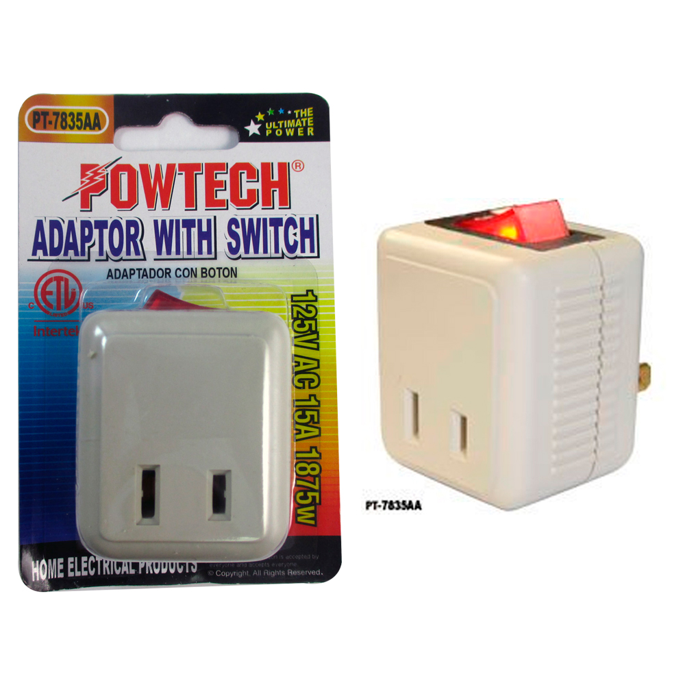 Single Port Power Outlet Wall Tap Adapter Beige On Off Lighted Switch Control !!