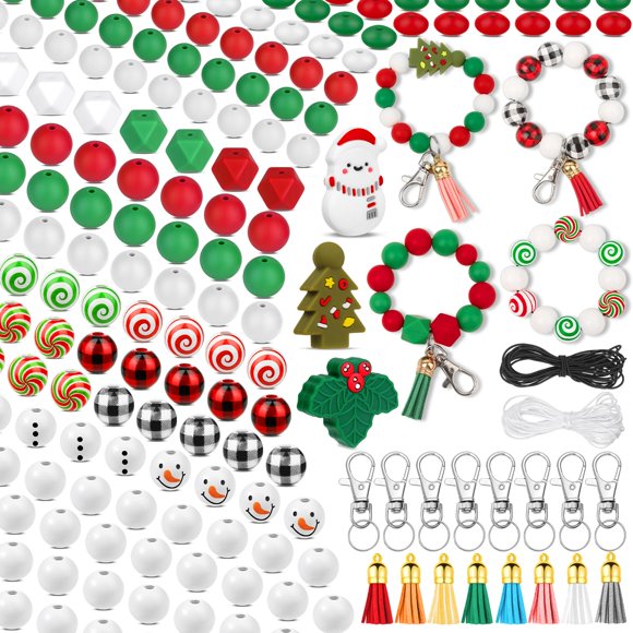 Set de abalorios de silicona y madera para Navidad, 217 unidades, Lucomb