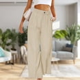 thumbnail image 3 of Pantalones De Pierna Ancha Pantalones de pierna ancha para mujer Moda Sólido Elegante Casual Lady Trajes Pantalones (Beige XXL) Ygjytge para Mujer Beige T XL, 3 of 6