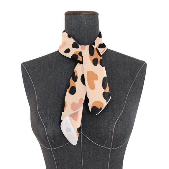Square Scarf 24x24 Inch Wild Heart Leopard Silky Satin Sun Protection Neck Scarf for Women Multi-Purpose Head Wrap Bandana for Hair Bag Decoration