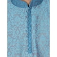 thumbnail image 5 of SKAVIJ Men's Indian Art Silk Top Casual Long Shirt Regular Fit Outfit (Medium, Turquoise), 5 of 6
